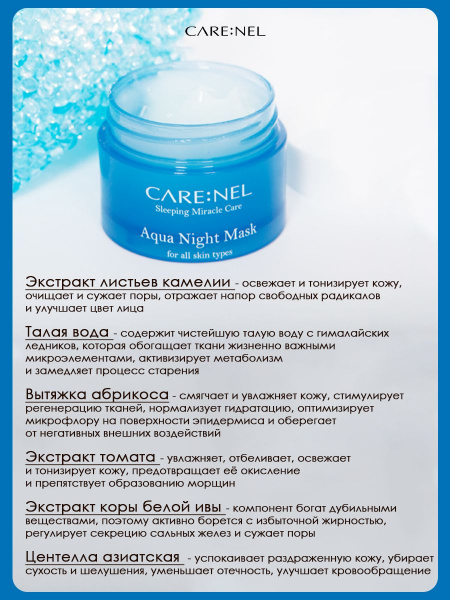 Маска для губ ночная увлажняющая Aqua Night Mask 15ml | Москосметикс