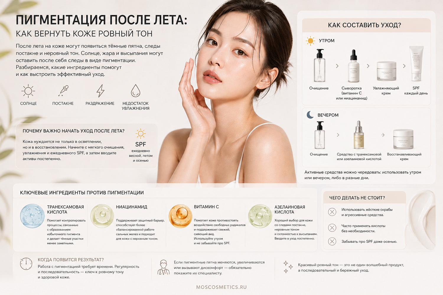 Пигментация после лета: как вернуть коже ровный тон