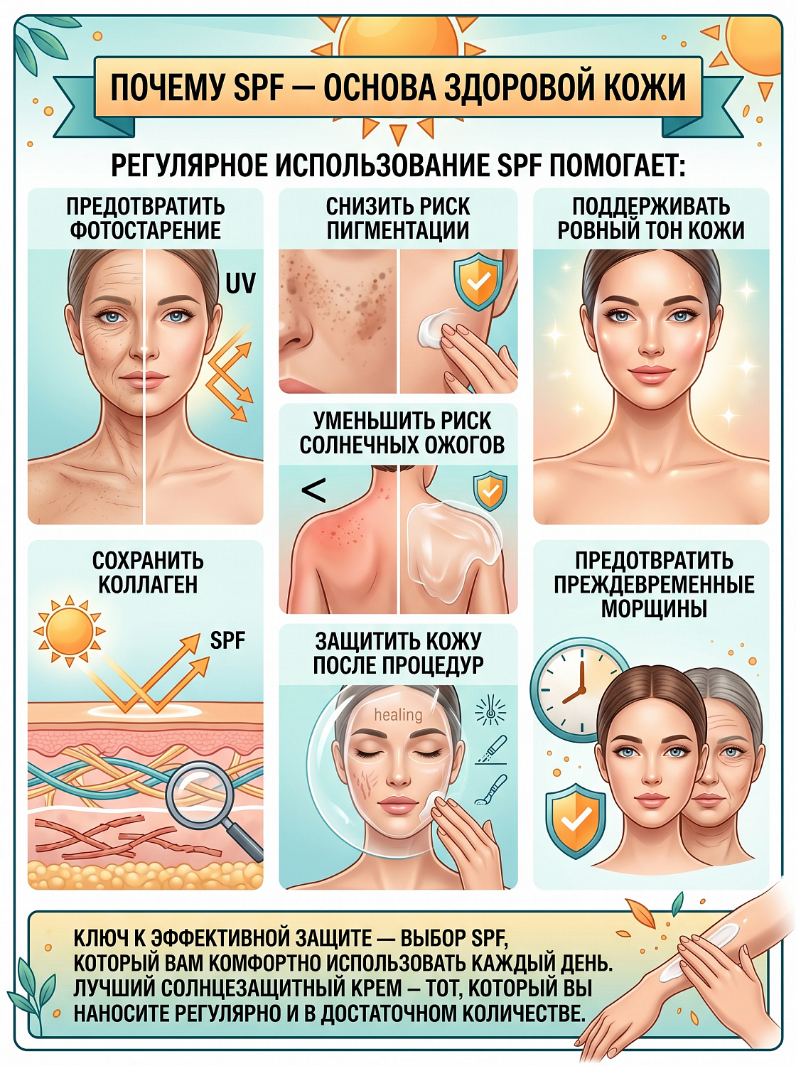 Полный гид по солнцезащитным средствам: как выбрать SPF, защитить кожу и предотвратить фотостарение